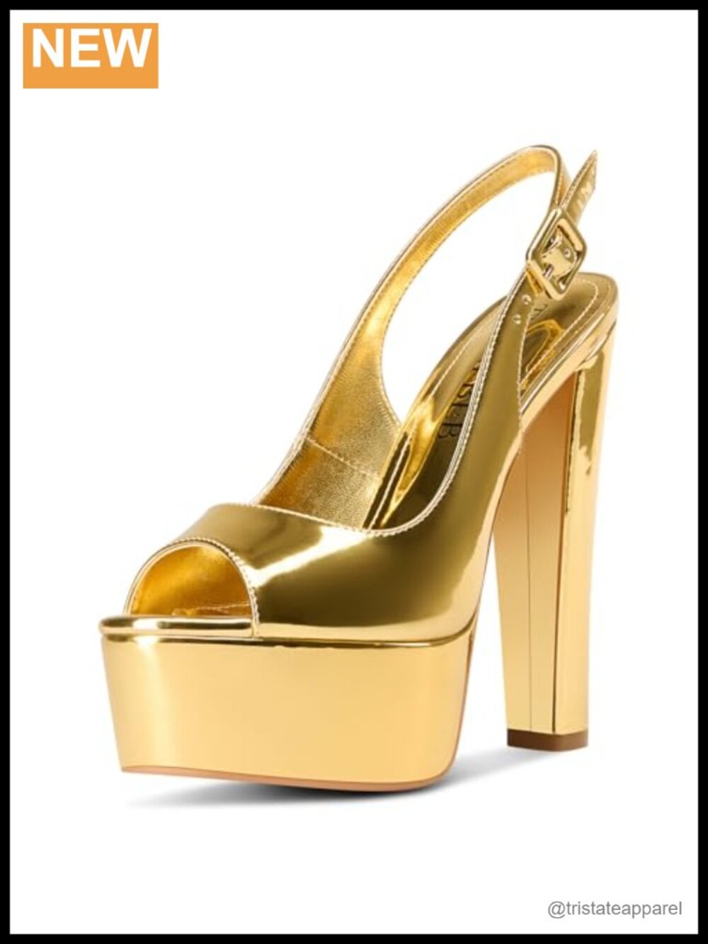 Womens Chunky Block High Platform Peep Toe Slingback Buckle Pumps Faux Leather